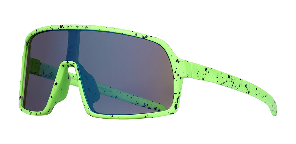 Piranha Eyewear Resume Sports Wrap Shield Neon Green Sunglasses