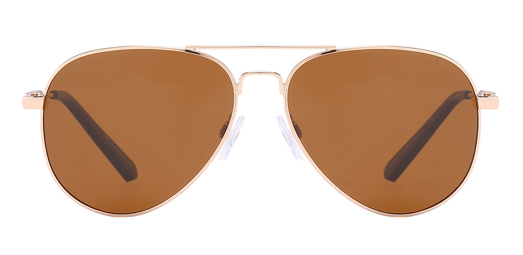 Gold & Brown Aviator Sunglasses with Polarized Lens  display picture 1