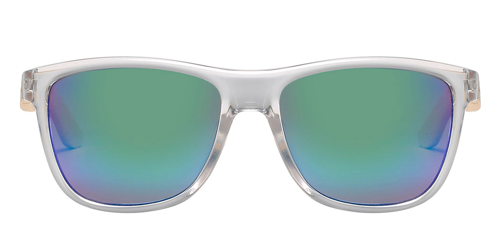 Piranha Sunglasses with Clear Frame and Bamboo Temples Piranha Eyewear Unisex Bamboo Sunglasses, Clear Frame with  main image 3