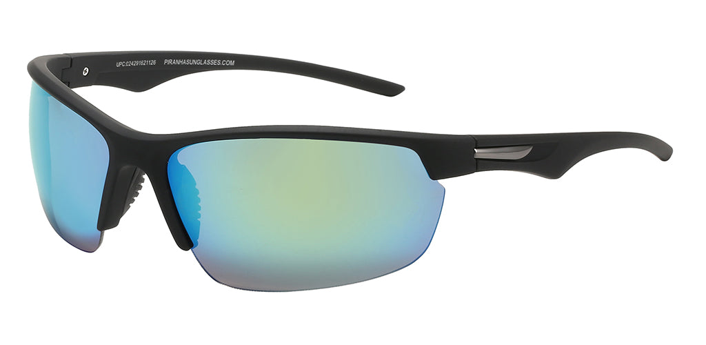 Glide Half Frame Sport Sunglasses - Blue Mirror Lens