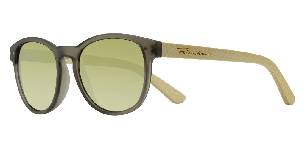 Piranha Stax Bamboo Temple Sunglasses for Women with Crystal Frames and Gold Mirror Lenses