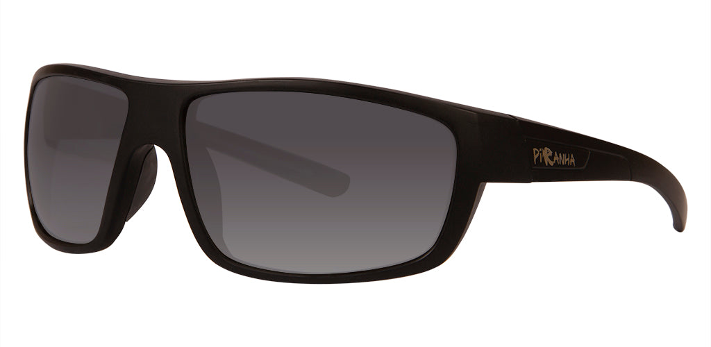 Piranha Peak Rubber Finished Black Frame Sunglasses with Smoke Lens