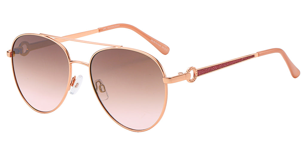 Small Matte Metal Rose Gold Pink Mirror Flat Lens Aviator Sunglasses 56mm