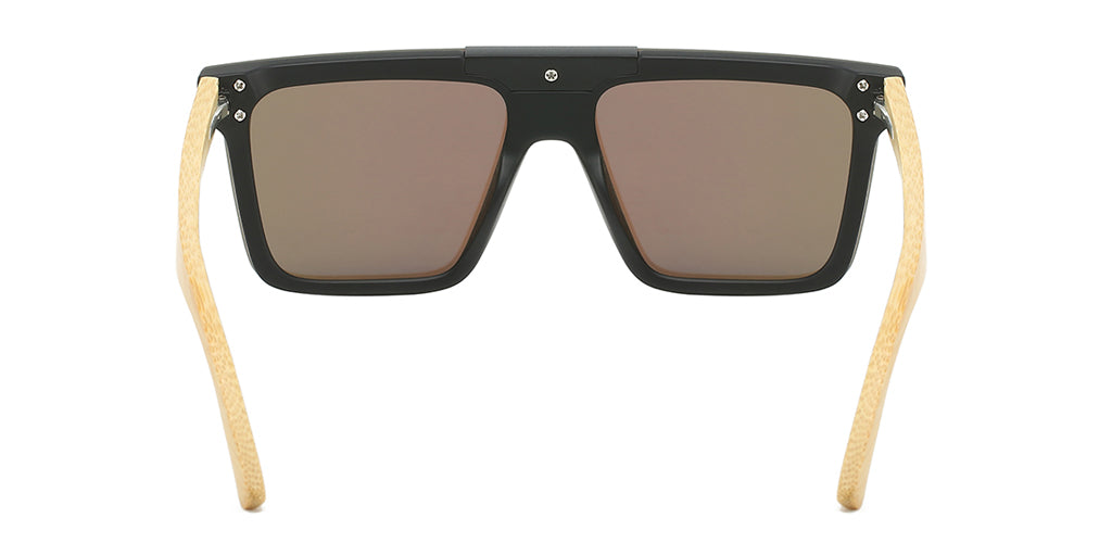 Owen Bamboo Blue Shield Sunglasses