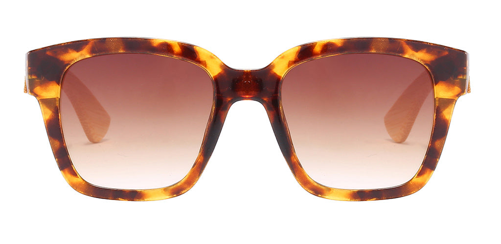Bamboo Thick Tortoiseshell Frame Sunglasses 