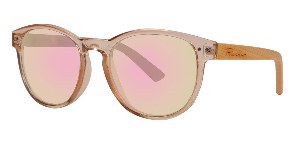 Round Keyhole Bamboo Sunglasses in Champagne