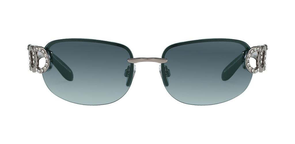サングラス Chloe Platinum l Sunglasses Chloe Oval Semi-Rimless Sunglasses with Smoky Teal Gradient