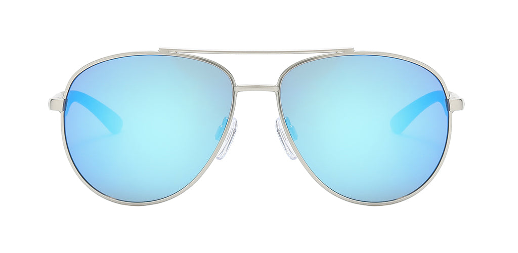 Red-Silver Lightweight Metal Aviator Tinted Sunglasses with Light Blue  Sunwear Lenses - Richard
